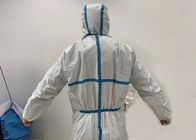 Gaun Bedah Sekali Pakai Anti Bakteri, Jas Dokter Pelindung Dengan Pita Biru
