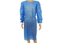 Gaun Bedah Sekali Pakai Biru SMS Non Woven Isolation Gown Steril Dengan 20- 45g