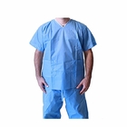 2 kantong Pria / Wanita Medical Scrub Suit Dengan Penutupan Tombol