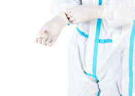 Pakaian Scrub Medis Microporous Putih Pakaian Sekali Pakai Dengan Setelan Hood Anti Virus